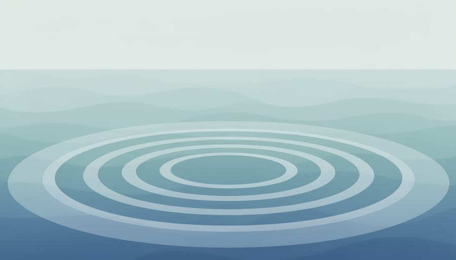 Still water in a glass bowl with subtle ripples suggesting calm sound waves